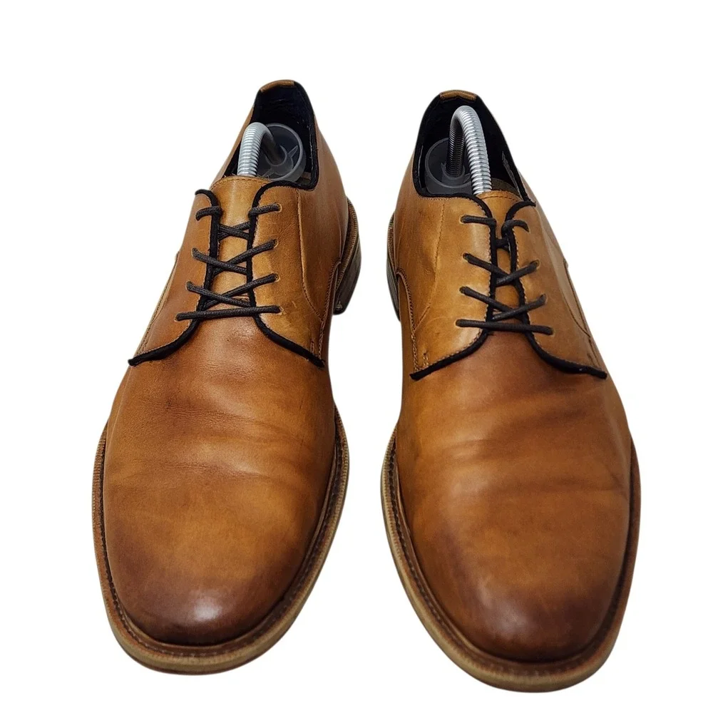 Banana Republic Dress Shoes 11 Mens Tan Genuine Italian Leather Oxford Derby‎